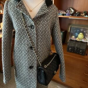 Maje Black and White Tweed Coat